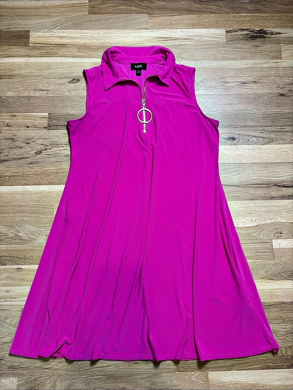 MSK Sleeveless Zip Mini Dress in Vibrant Pink Women’s L